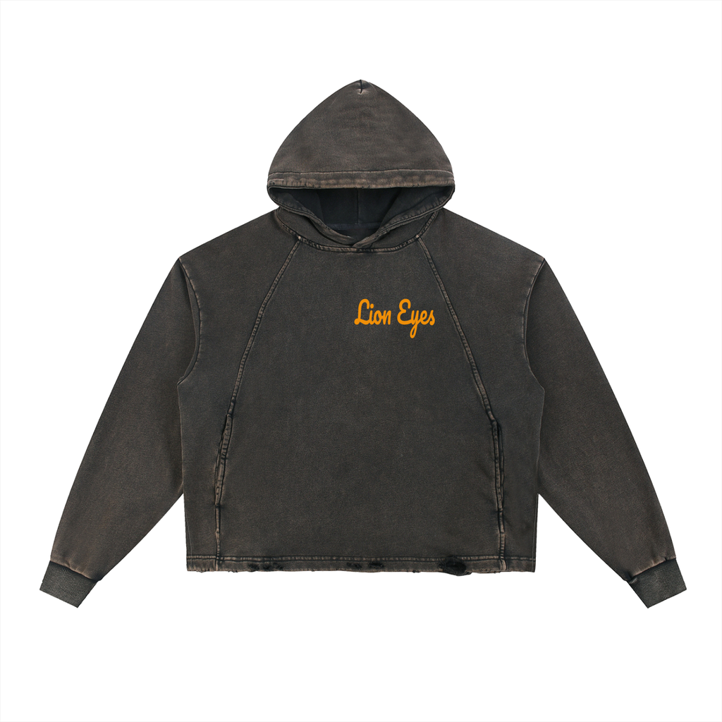 Vintage Washed Frayed-Hem Hoodie