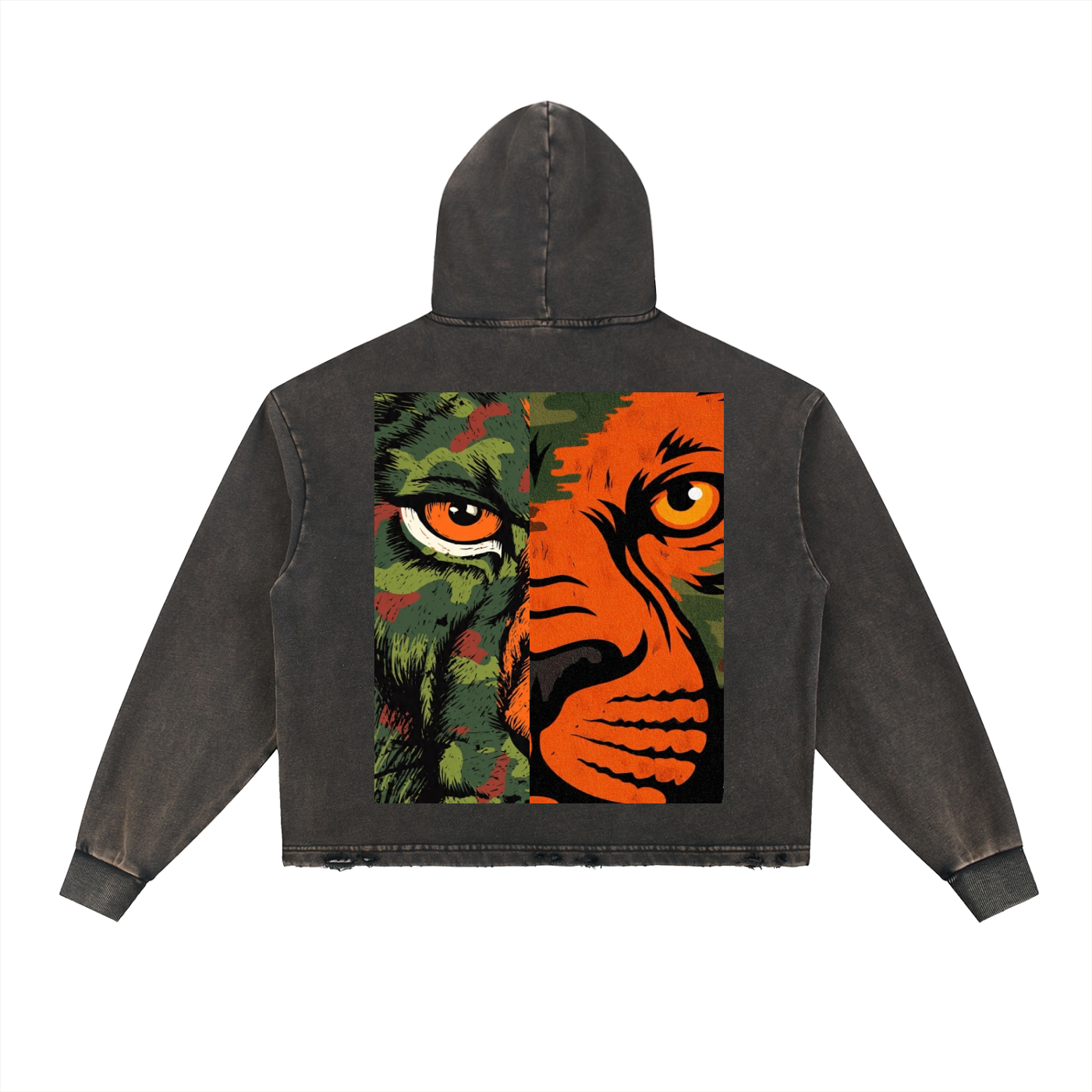 Vintage Washed Frayed-Hem Hoodie